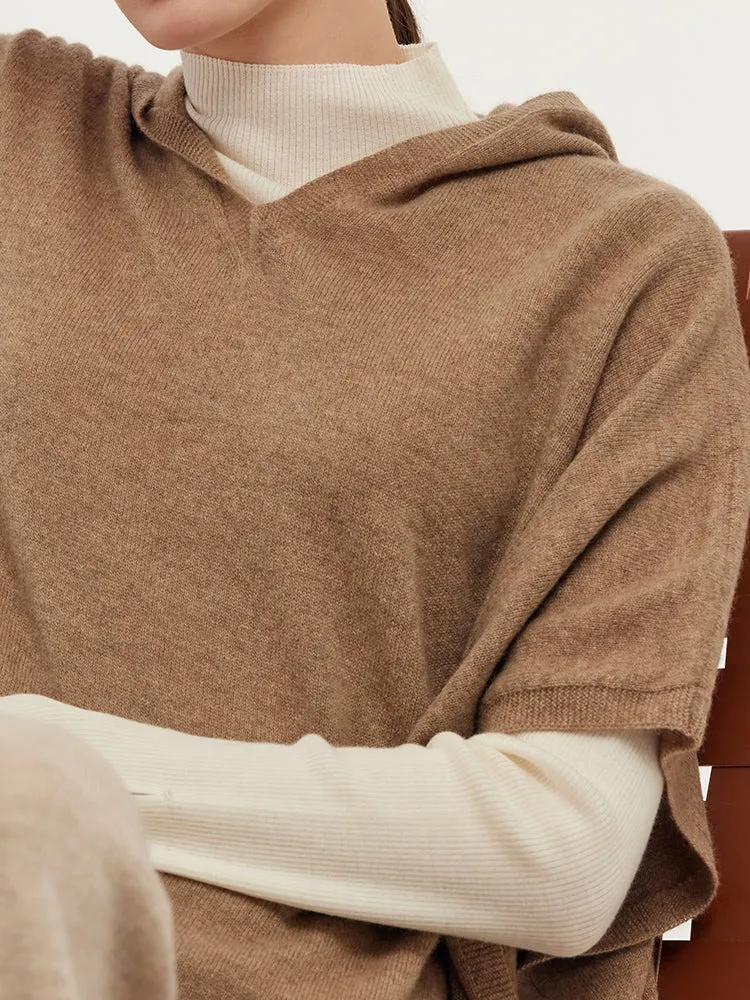 Cashmere Hooded Poncho Sweater