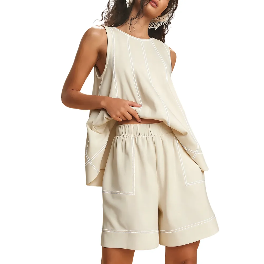Women's 2 Piece Outfits Sleeveles Summer Matching Sets
