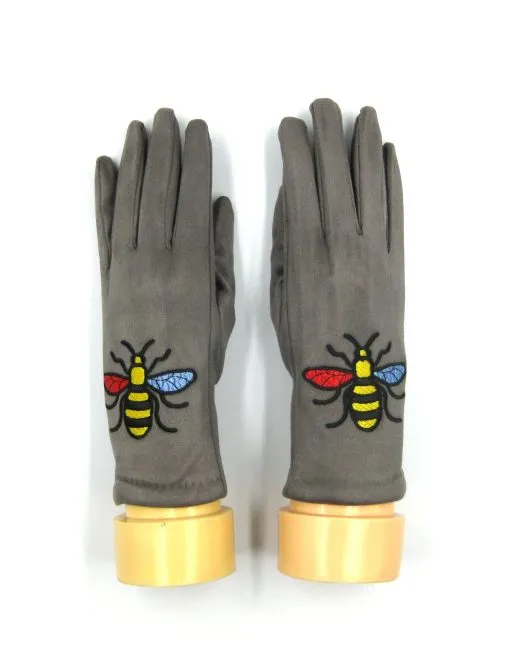 Bee Embroidered Winter Gloves