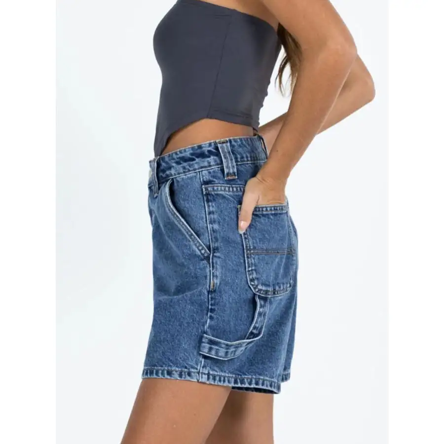 Washed High Rise Denim Shorts