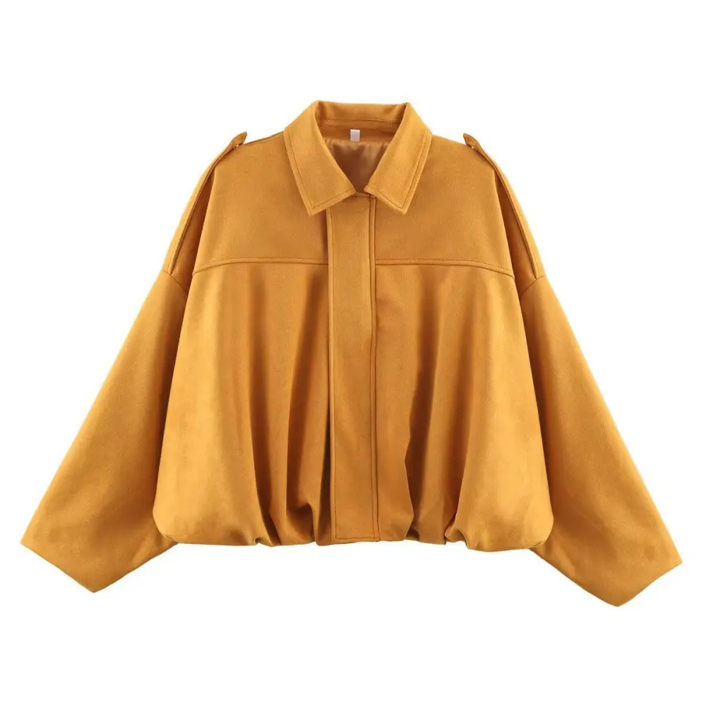Relaxed Suede Fleece Casual Outerwear Jacket