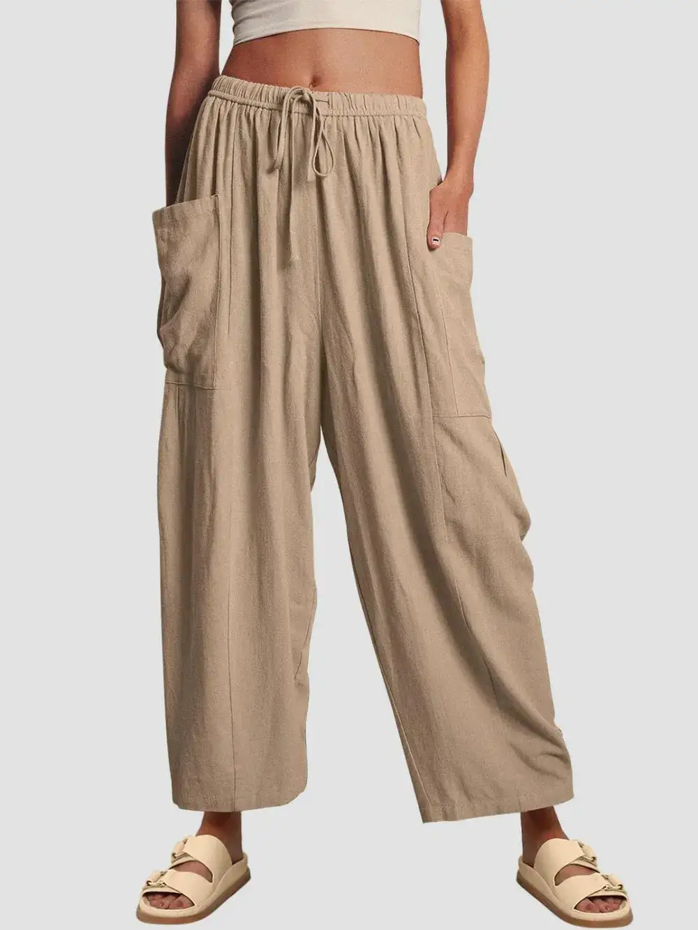 Polished Wide Leg Pocket Detail Pants