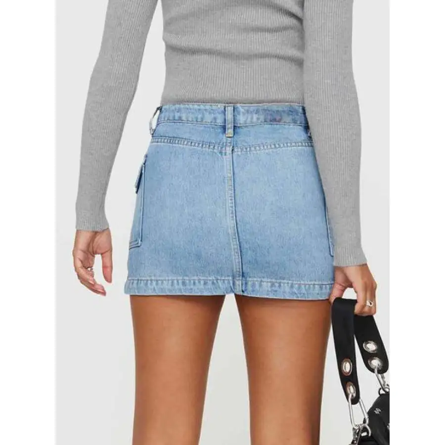 Mini Cargo Denim Skirt with Pockets