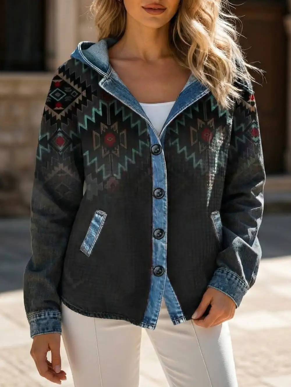 Loose Plaid Hooded Cardigan Sweatshirt
