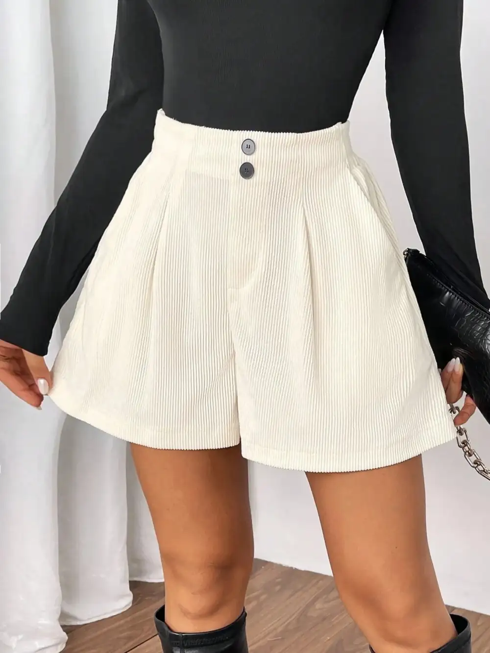 High-Waisted Corduroy Shorts
