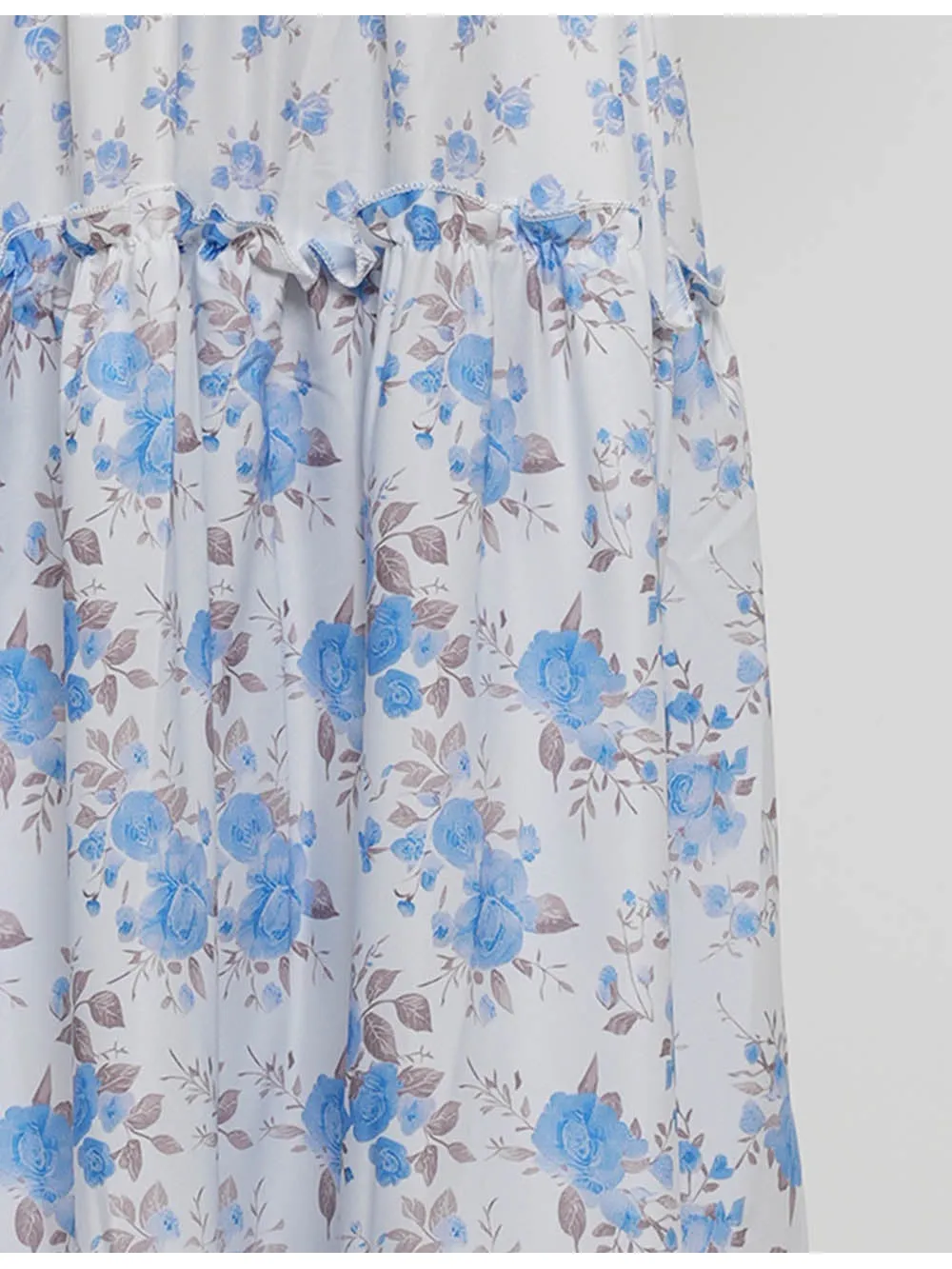 Neck Puff Sleeves Boho Maxi Dress