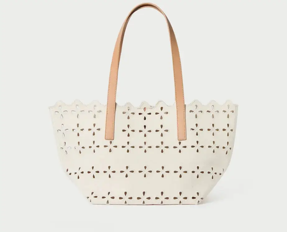Embroidered Textured Carryall Bag