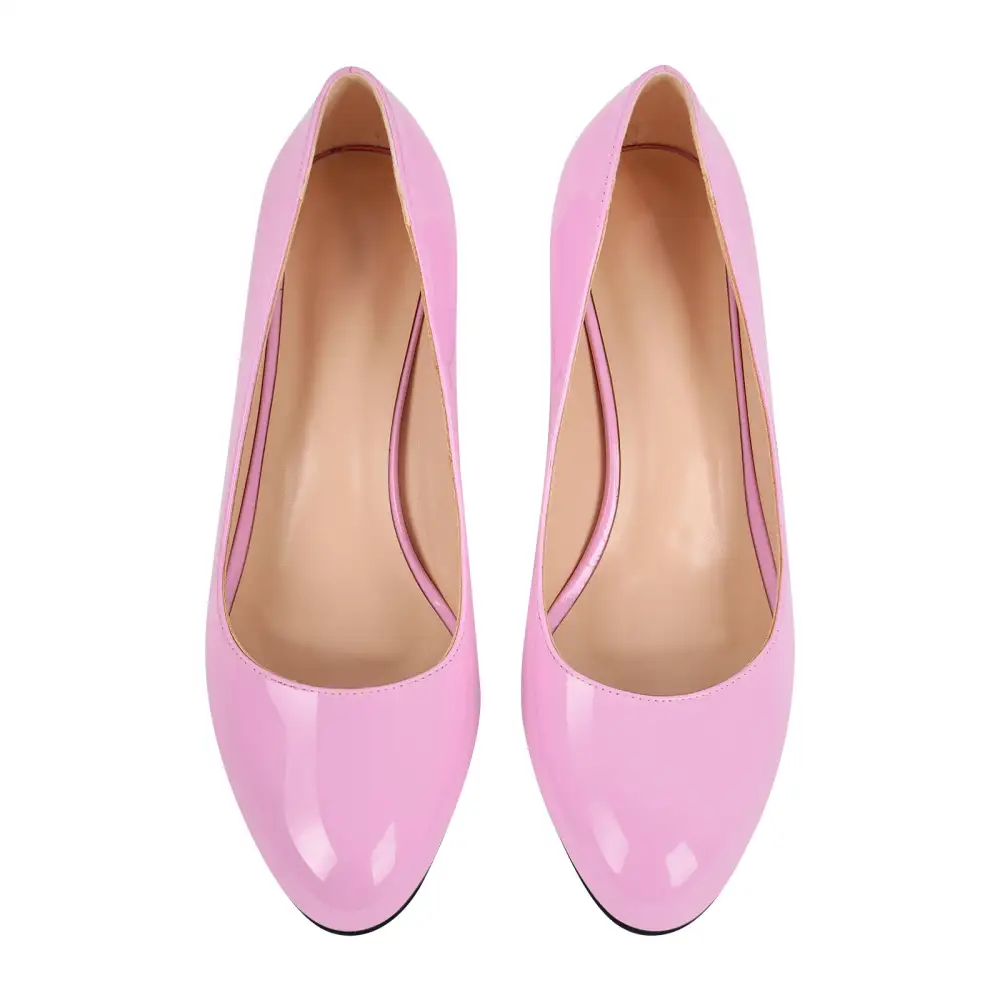 Modern Round Toe Chunky Heel Pumps