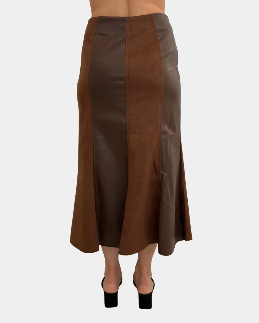 Suede & Leather Panel Skirt