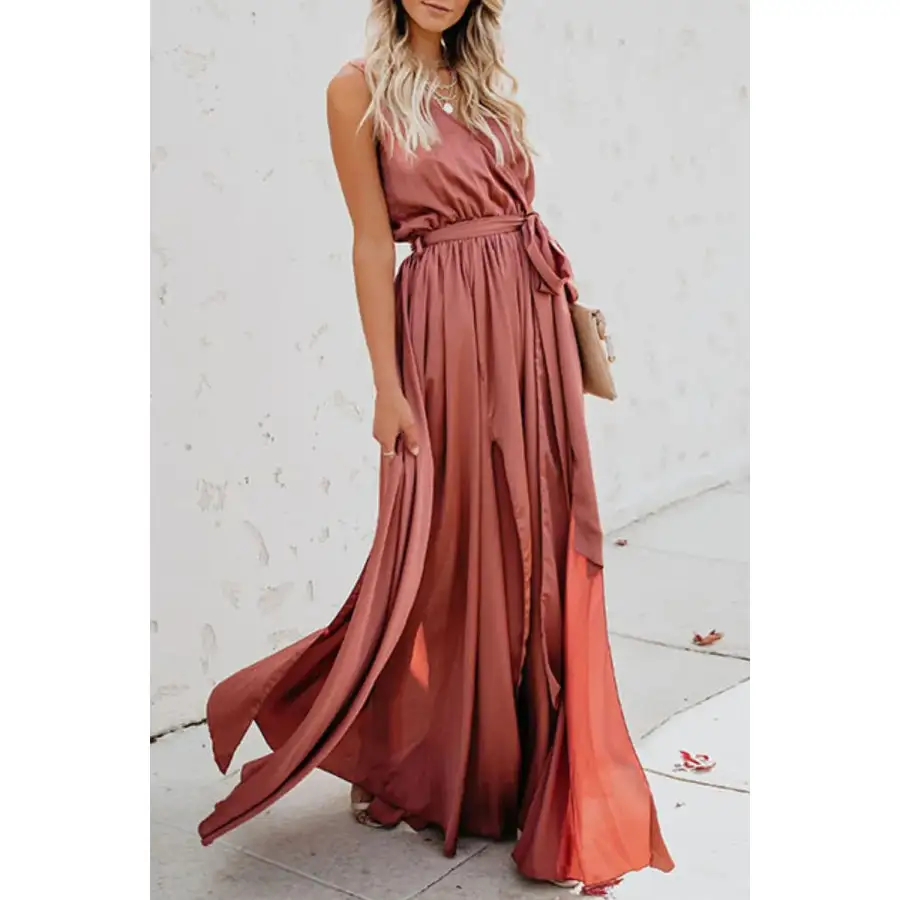 Surplice Tie Waist Maxi Dress