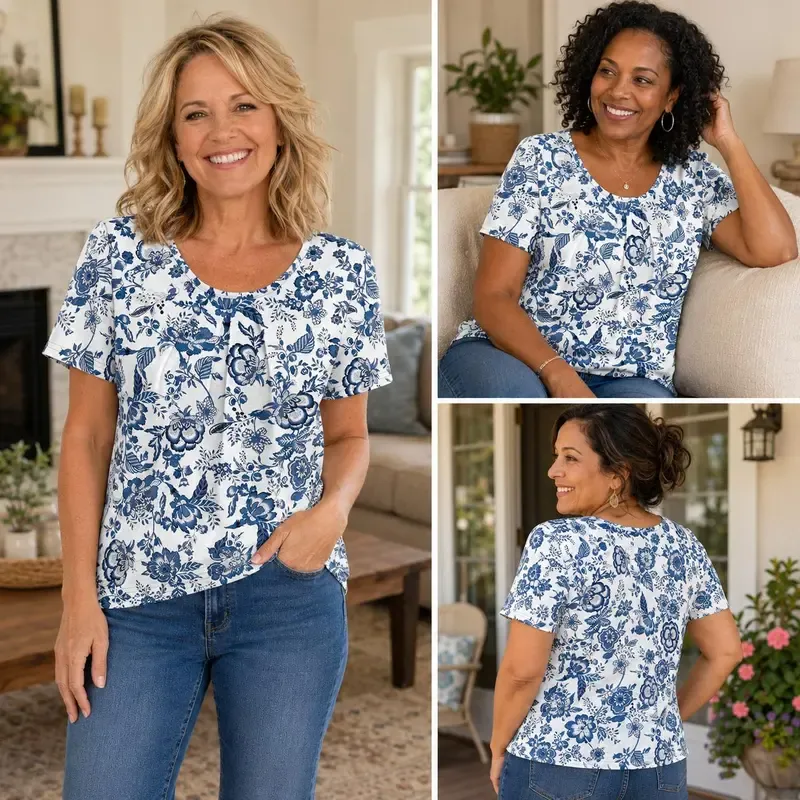 🔥Last Day: 8-Pack Only $24 🎨Women's Pleated Short-Sleeve Top