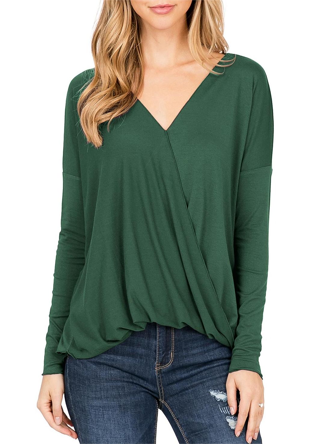 Forest Green Surplice - Style Blouse