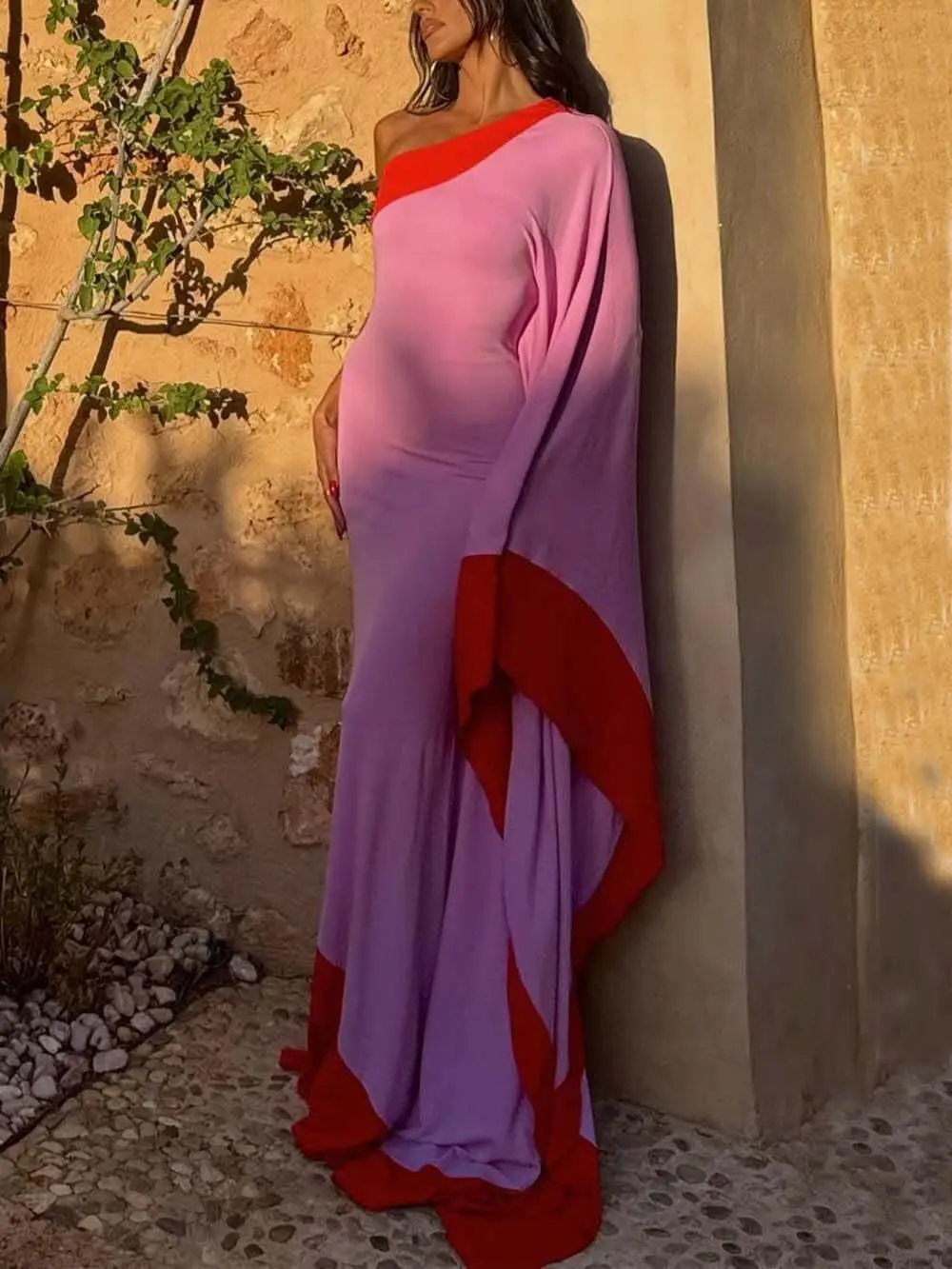 Resort One Shoulder Drapedd Maxi Dress