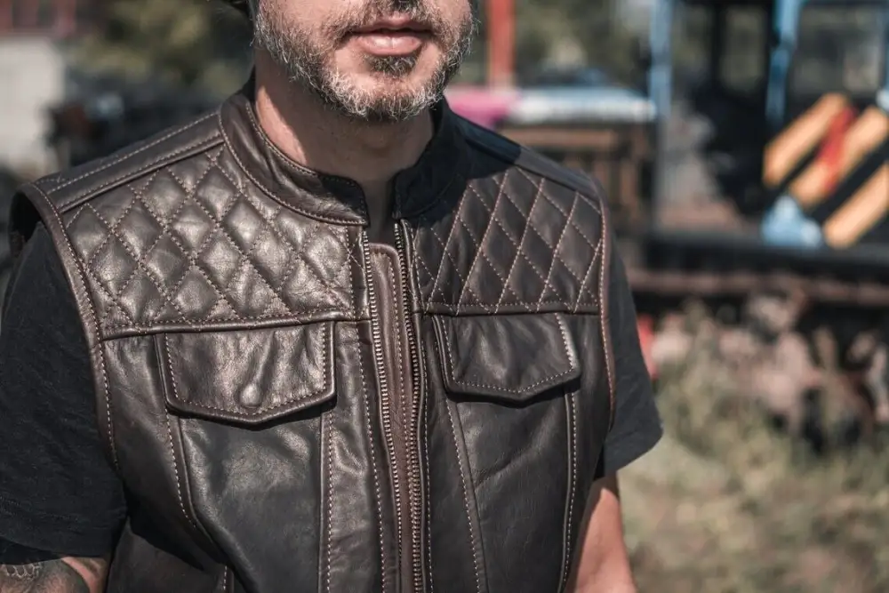 Structured Minimal Motorcycle Leather Vest