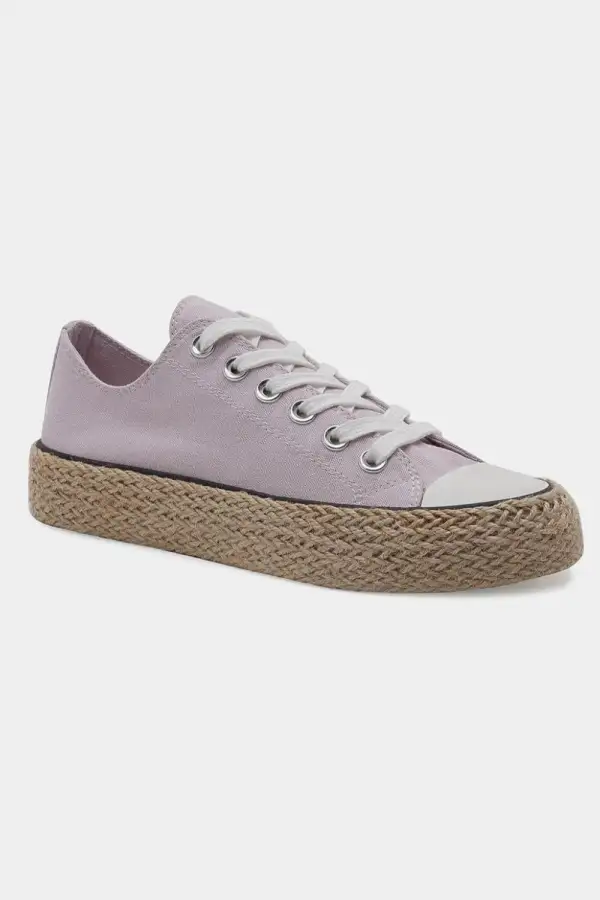Fashion Lace Up Woven Espadrille Sole Sneakers