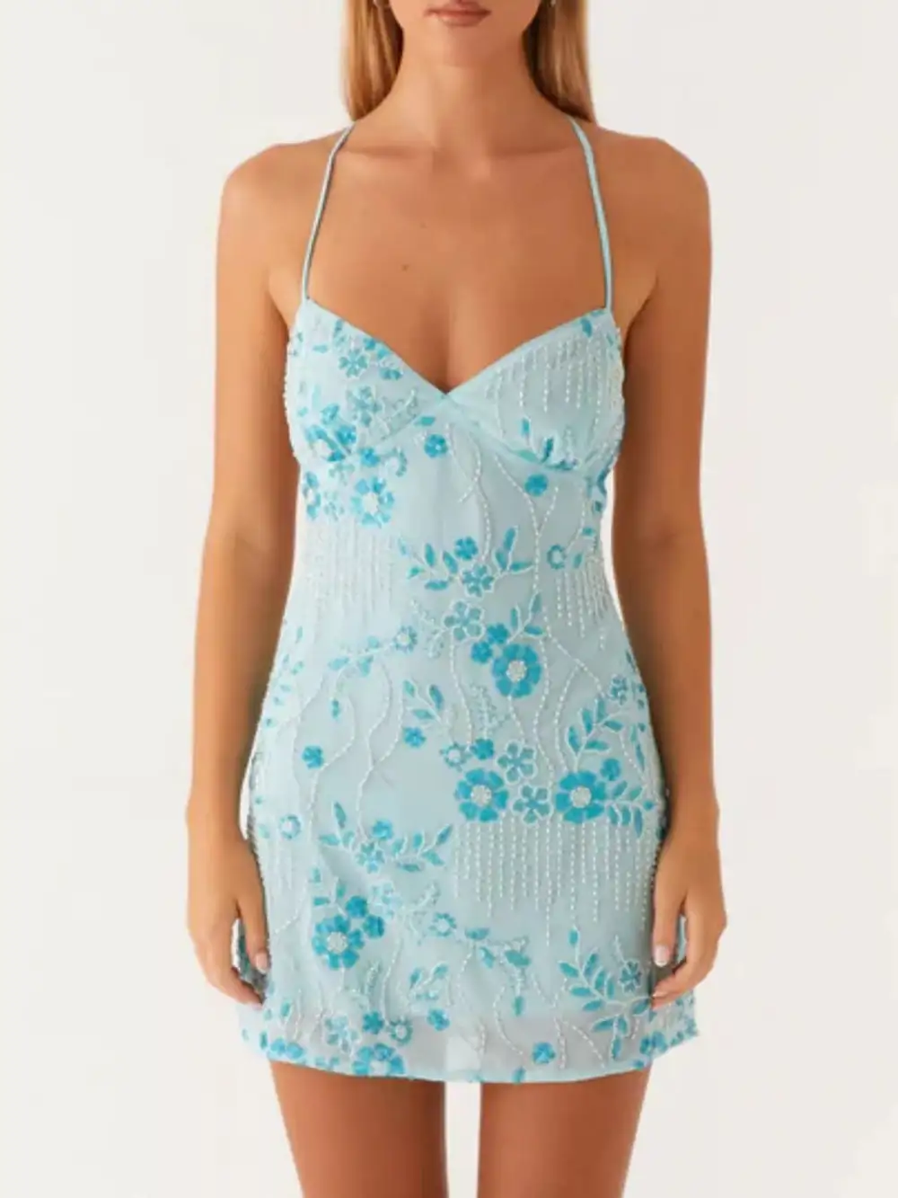Drape Floral Mini Dress