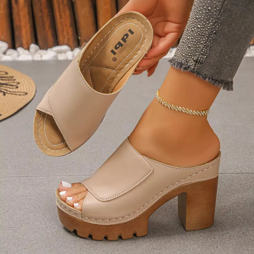 Chic Open Toe Block Heel Sandals