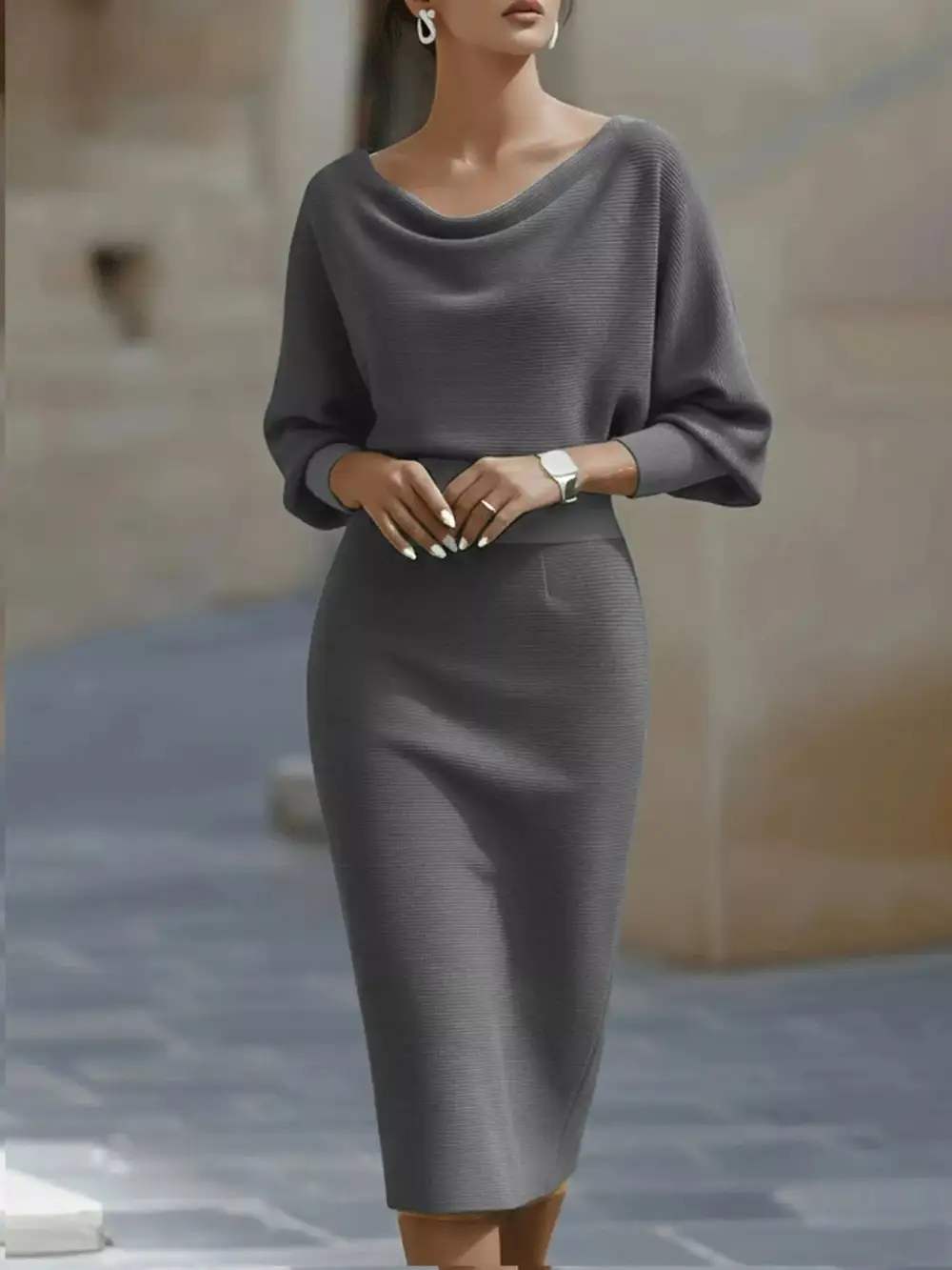 Cowl Midi Dress