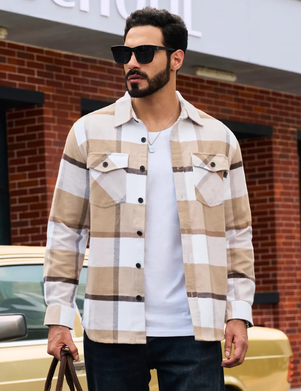 Men's Flannel Shirts Brushed Fleece Flannel Shirts Jacket