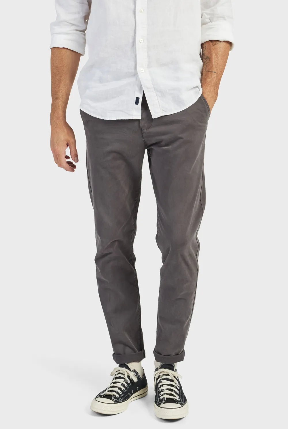 Straight Leg Cotton Twill Trousers