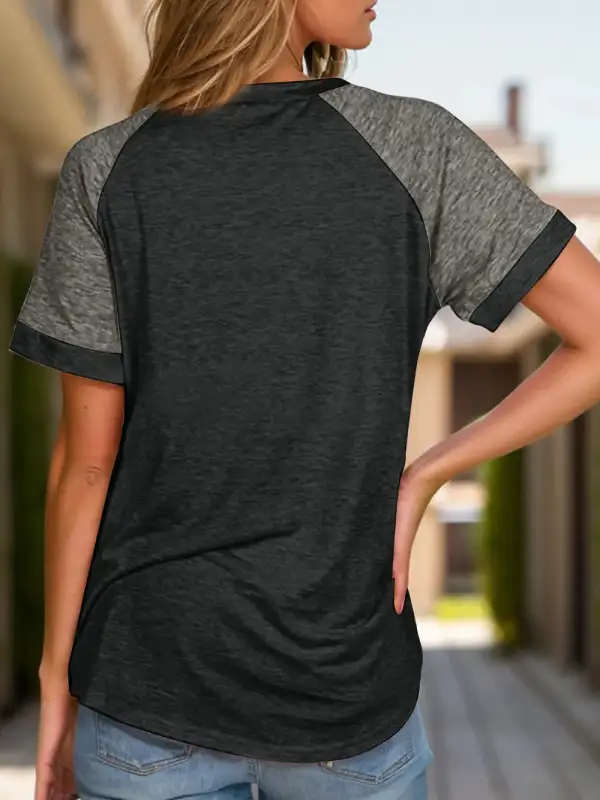Everyday Contrast Round Neck Short Sleeve T-Shirt