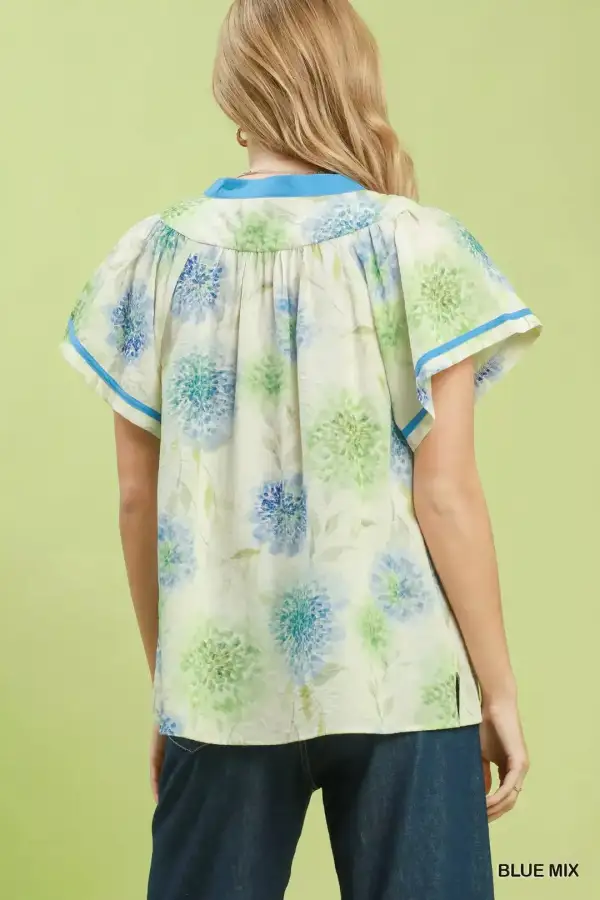 Floral Flutter Sleeve Blouse