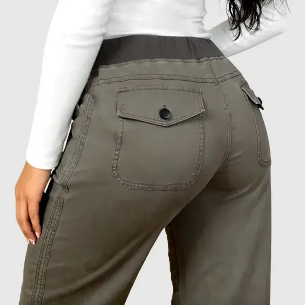 Solid Seam Detail Drawstring Mid Rise Straight Leg Pants High Stretch Fabric Women’s Wear Minimalist Fit Basic Style Multiple Colors