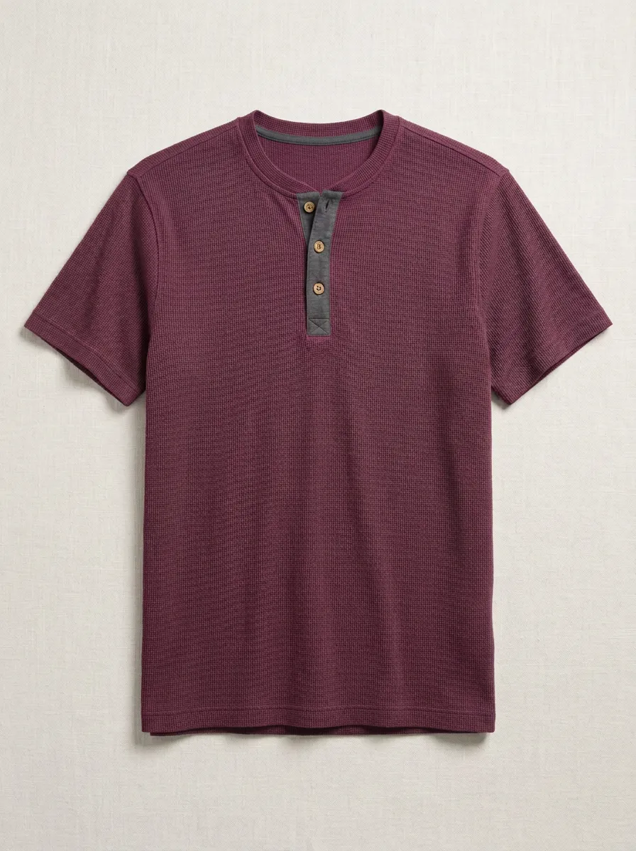 Men's Training Inspired Waffle Knit Henley Shirt