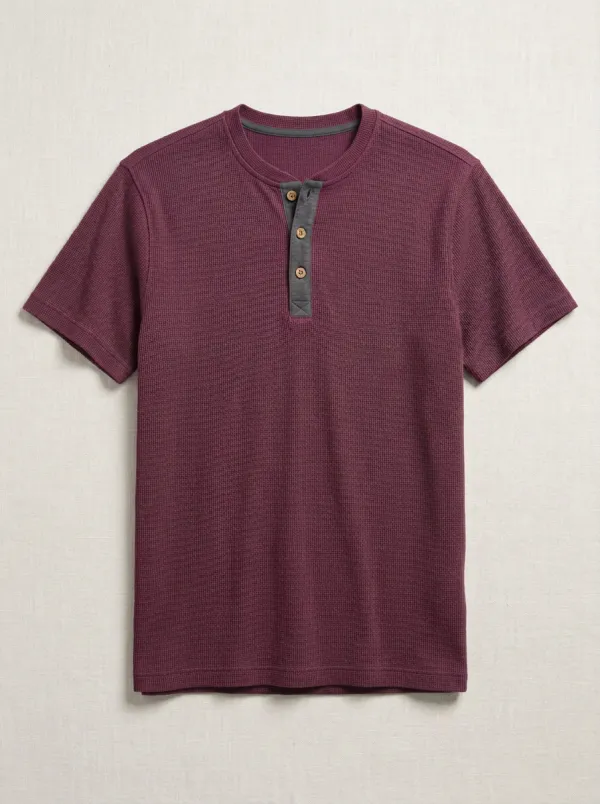 Men's Training Inspired Waffle Knit Henley Shirt