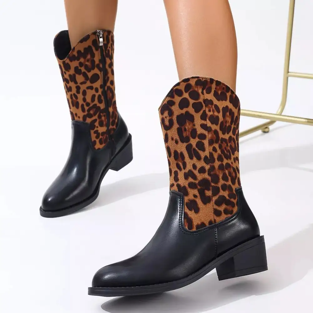 Point Toe Block Heels Boots