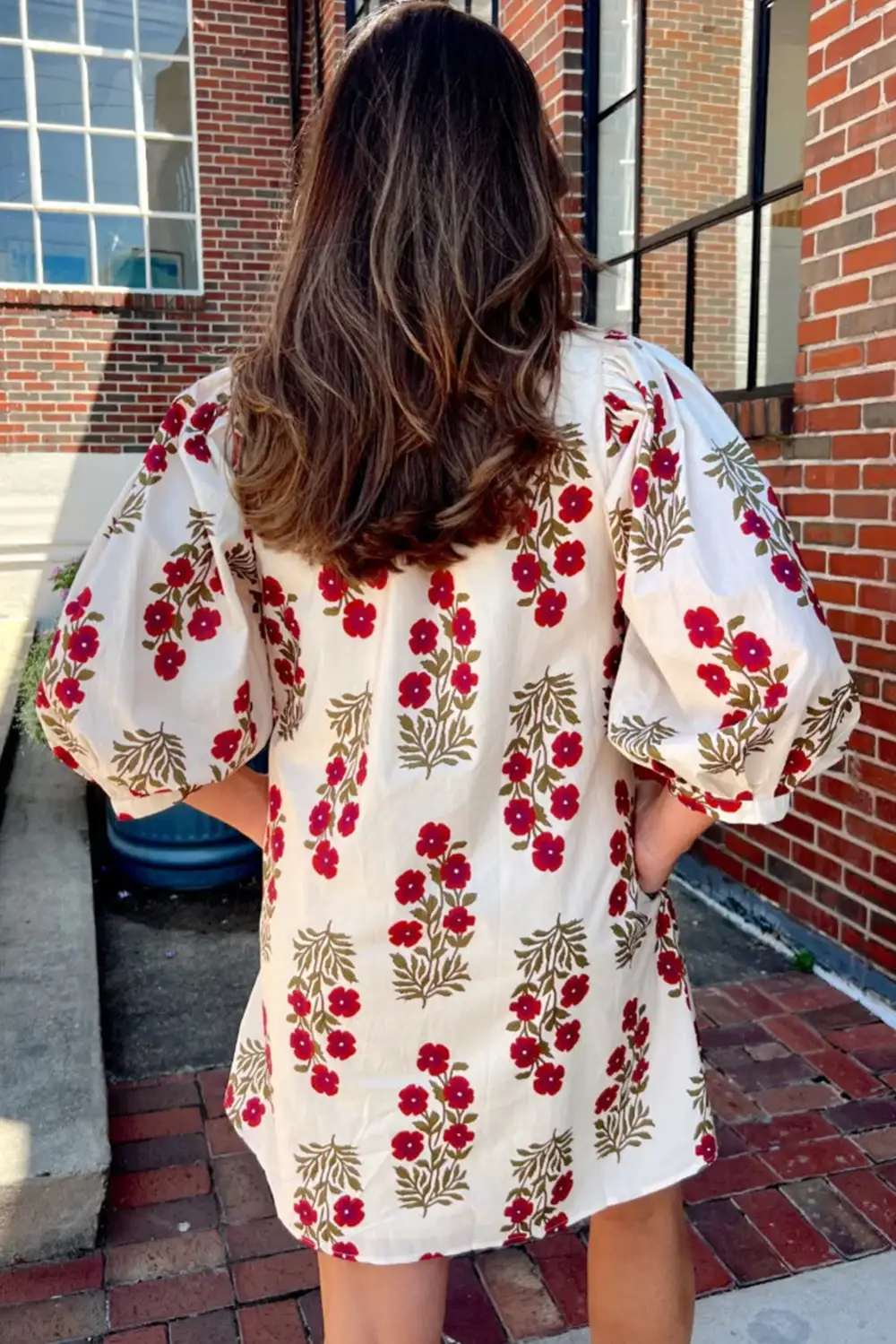 Wearable Cut Floral Printed V Neck Mini Dress