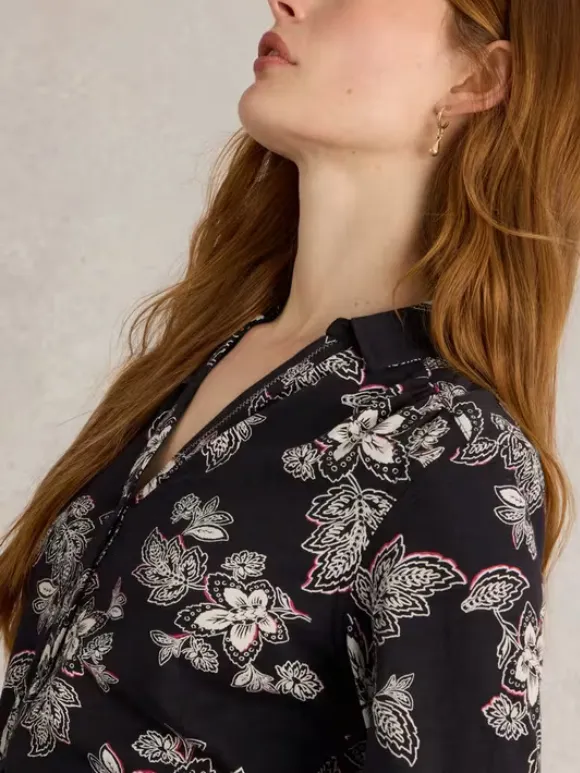 Long-Sleeved Art Graphic Cotton Shirt