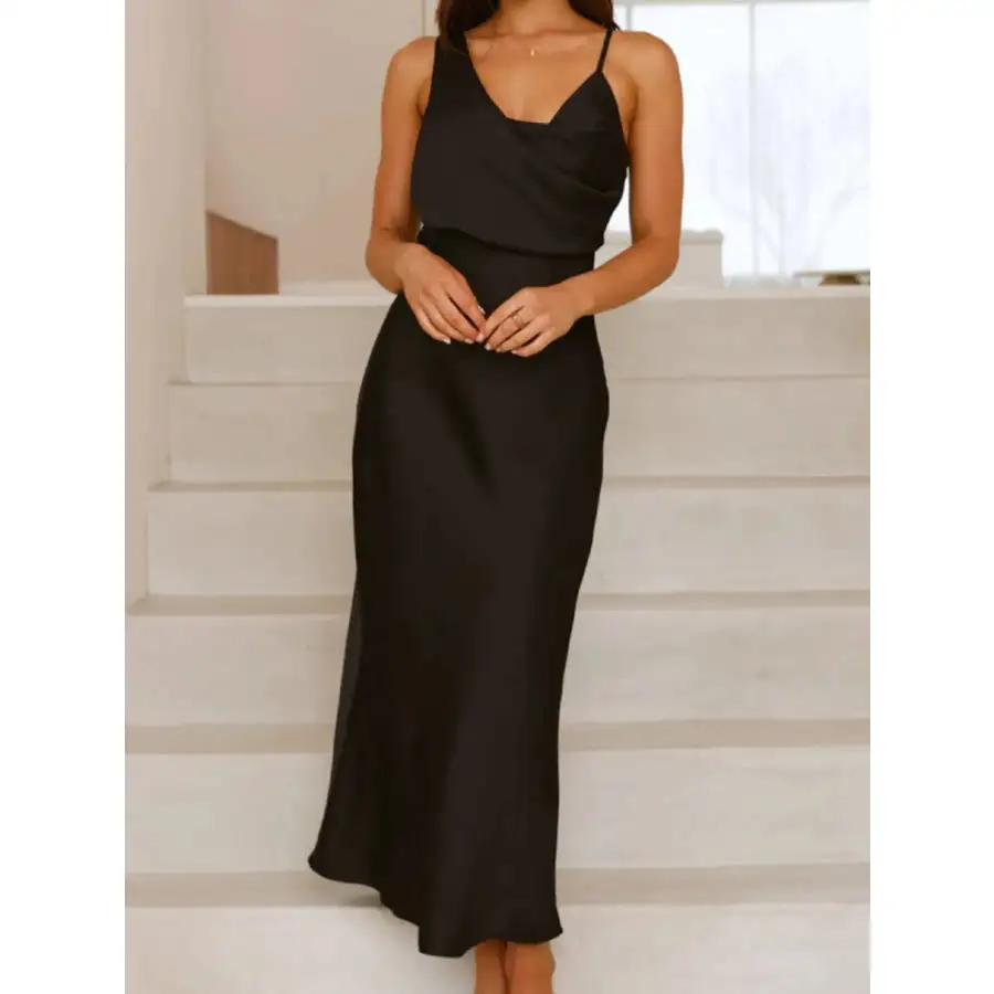 Satin Asymmetrical Midi Dress