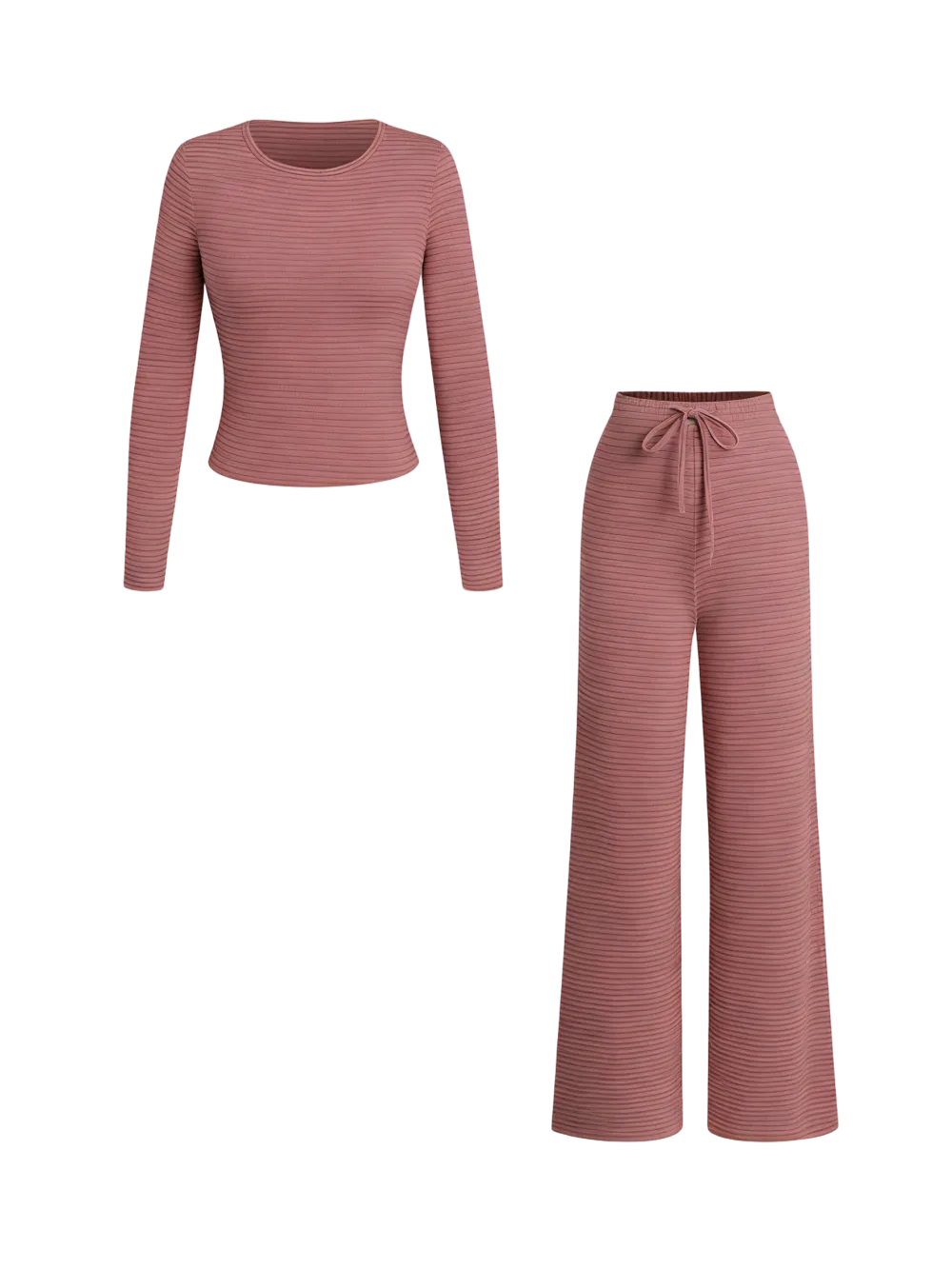 Women's striped printed long-sleeved T-shirt and trousers, casual two-piece set