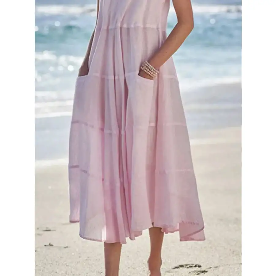 Full Size Tank Midi Dress with Pockets Plus Size