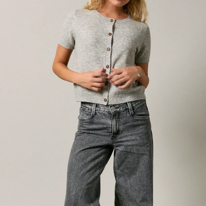 Relaxed Short Sleeve Sweater Top