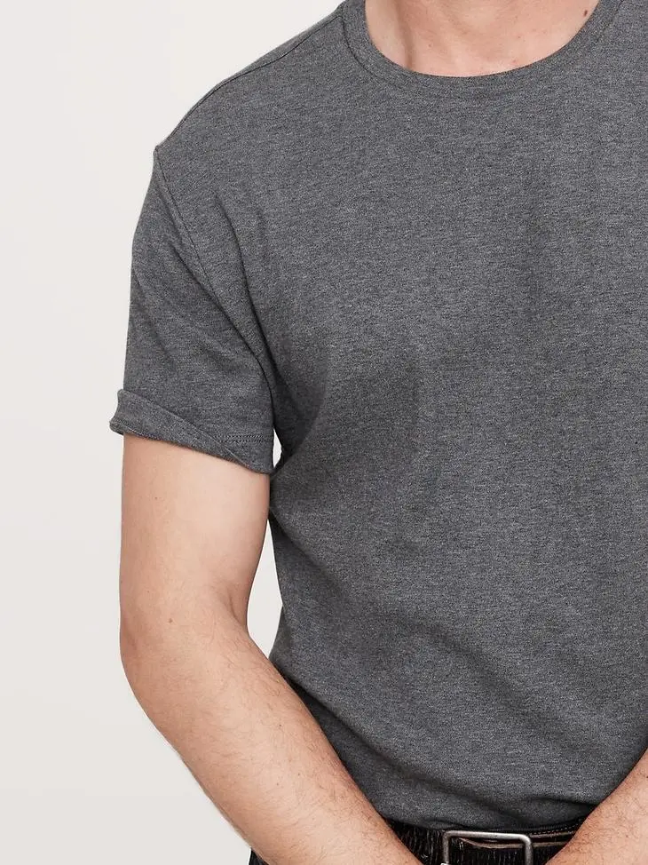 Men's Optic Dark Charcoal Gray Simple Cotton Short Sleeve