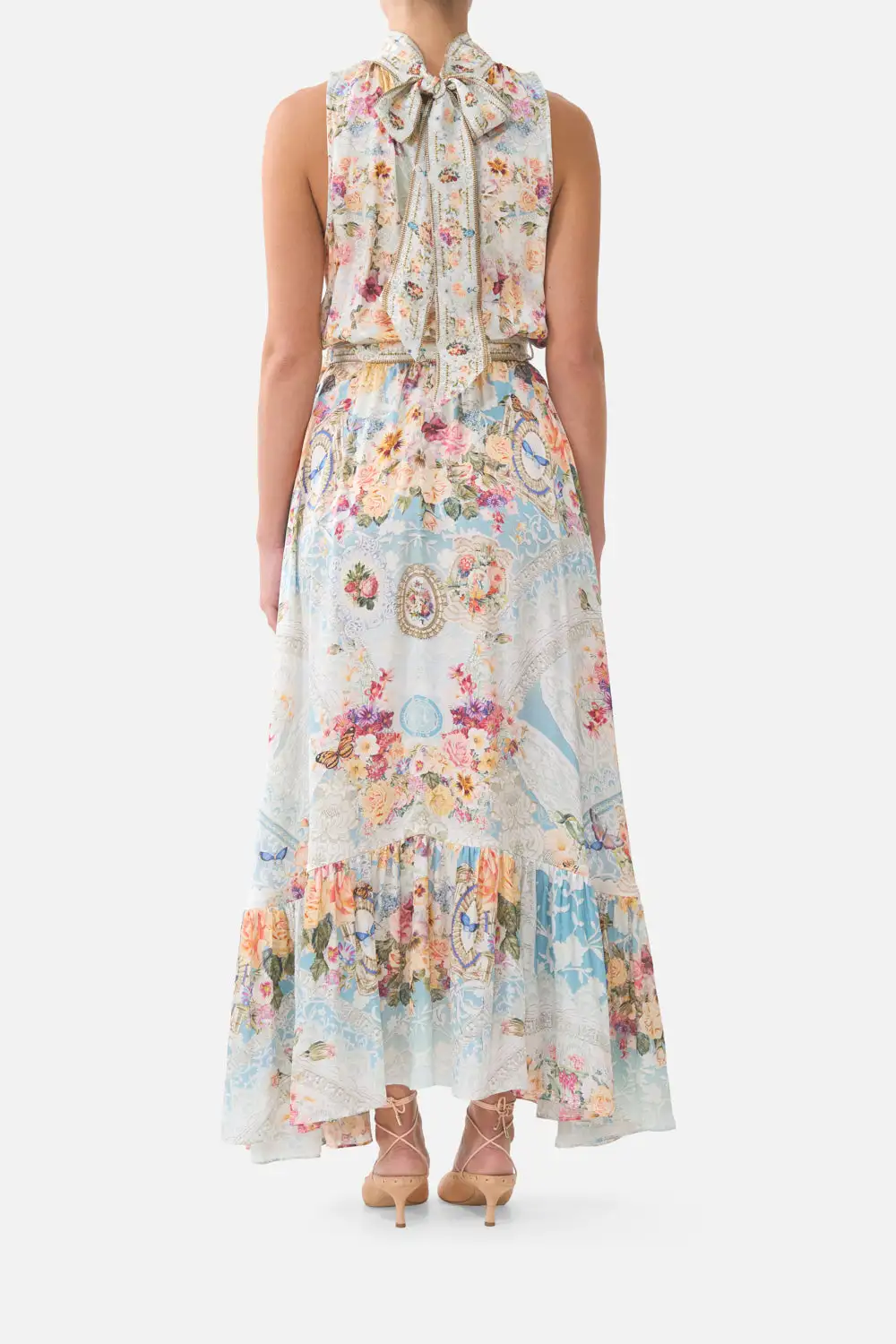 Tie Neck Dress with Elasticated Waist