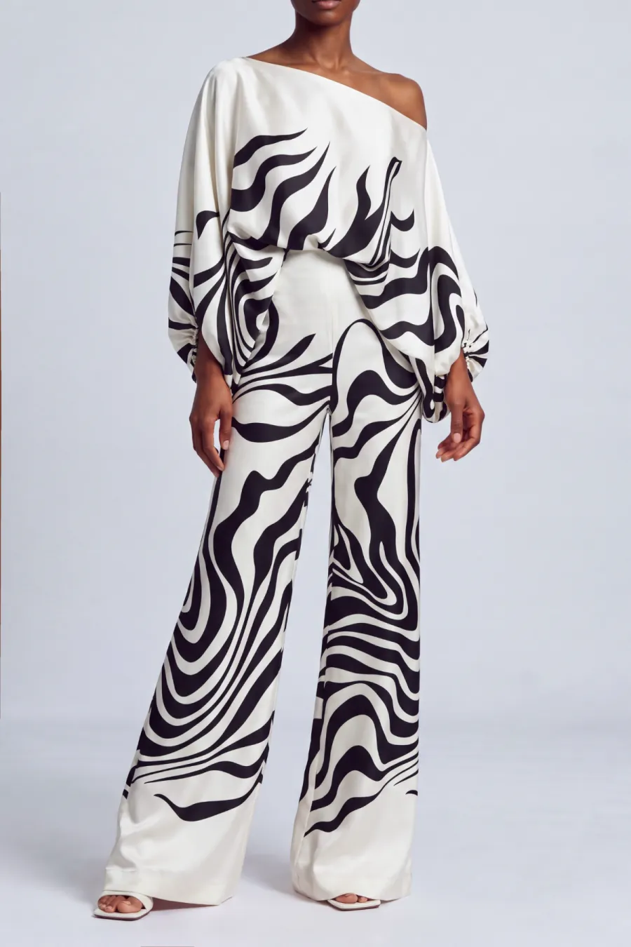 Off Shoulder Printed Matching Pants Set