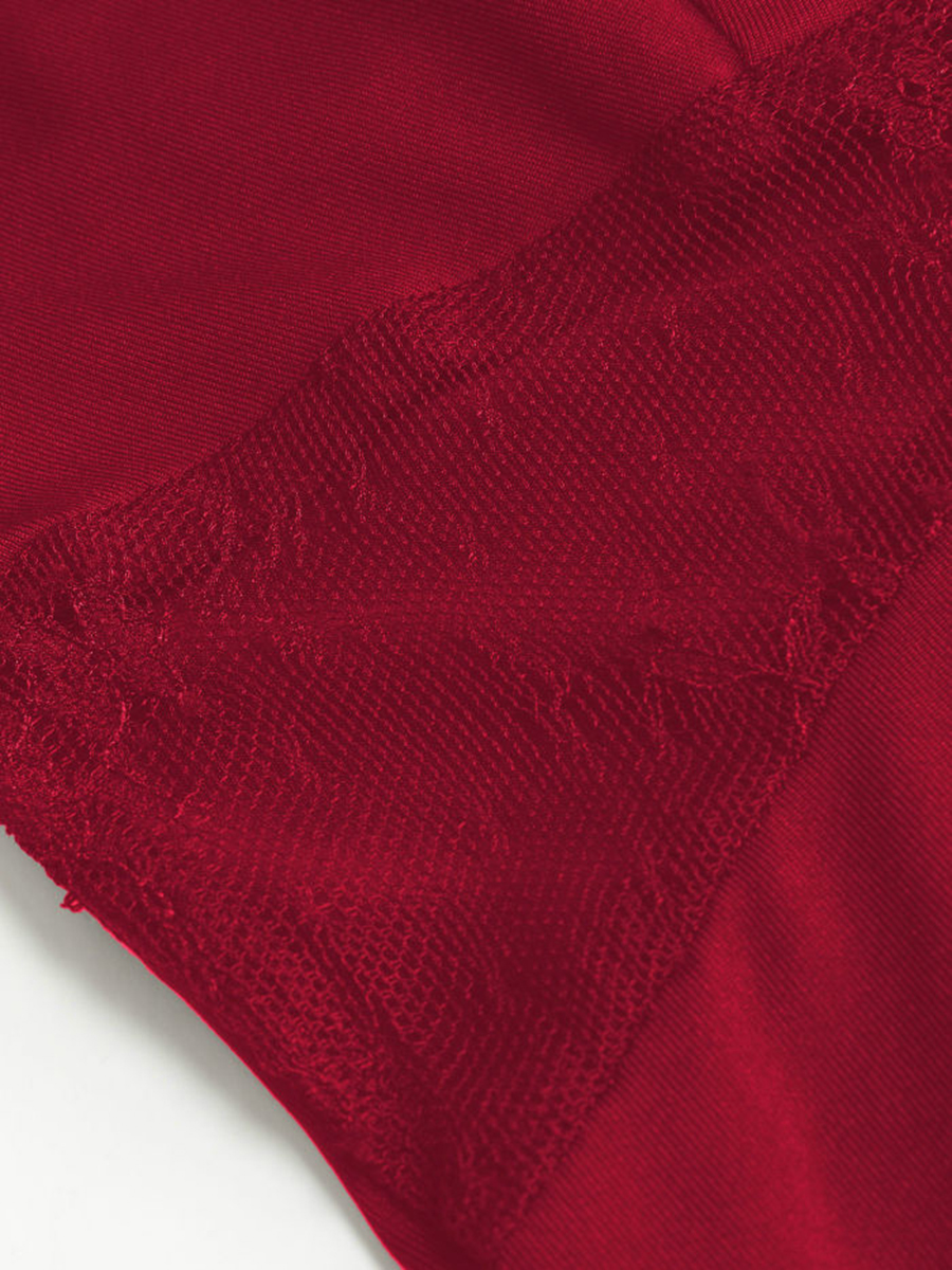 Lace Hem Satin V-Neck Midi Dress