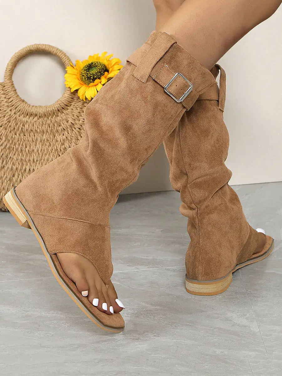 Buckle Open-Toe Panel Detail Heeled Sandals