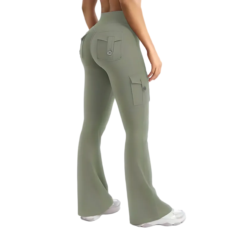 Women's High Waisted Scrunch Flare Yoga Leggings with Pockets