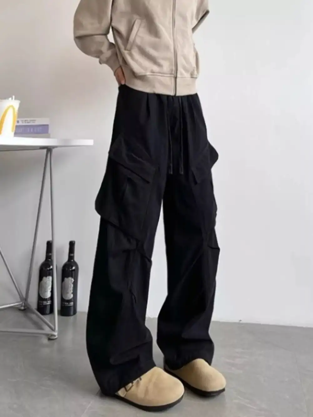 Textured Men's Plus Size Loose Fit Cargo Pants