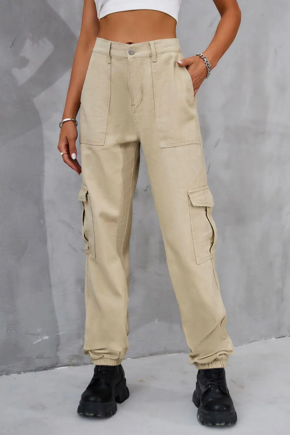 Utility High Waist Pocketed Denim Jeans