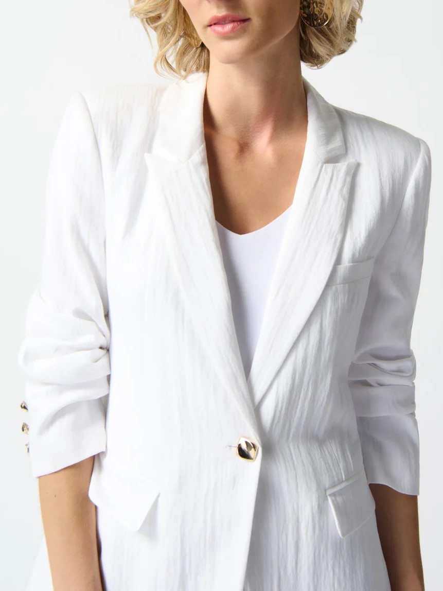 Crisp White Fitted Woven Blazer