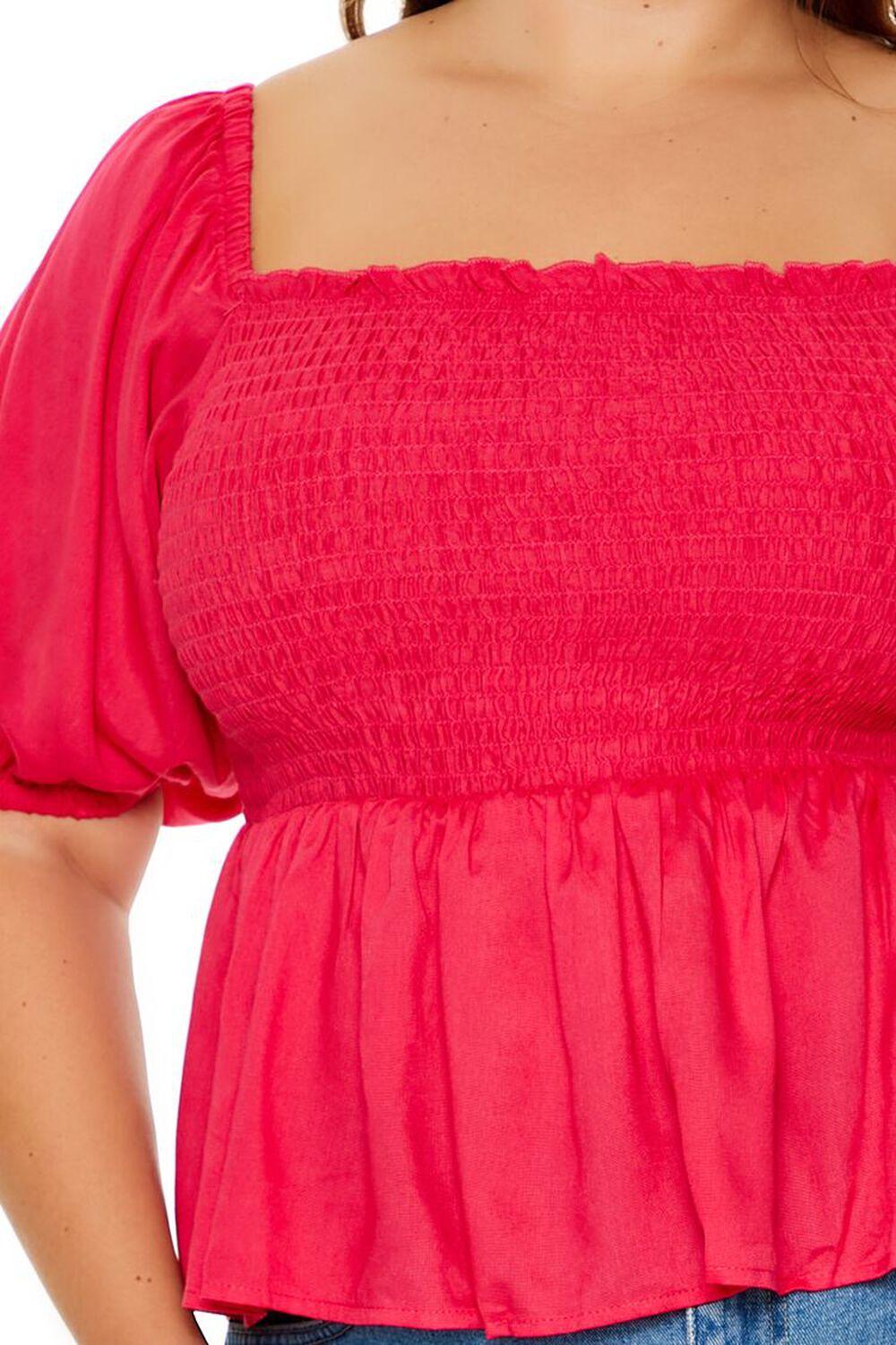 Plus Size Puff-Sleeve Peplum Top