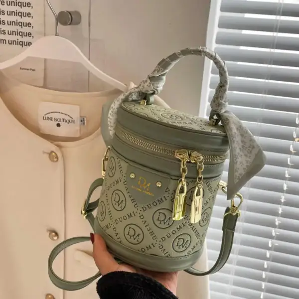 Letter Adjustable Strap Bucket Bag