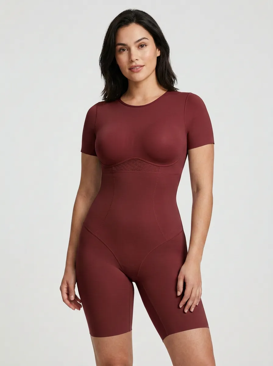 Women's Seamless Tummy Control Short Sleeve Bodysuit Shapewear