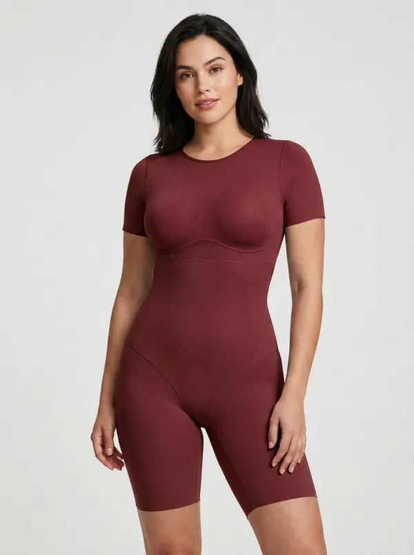 Women's Seamless Tummy Control Short Sleeve Bodysuit Shapewear