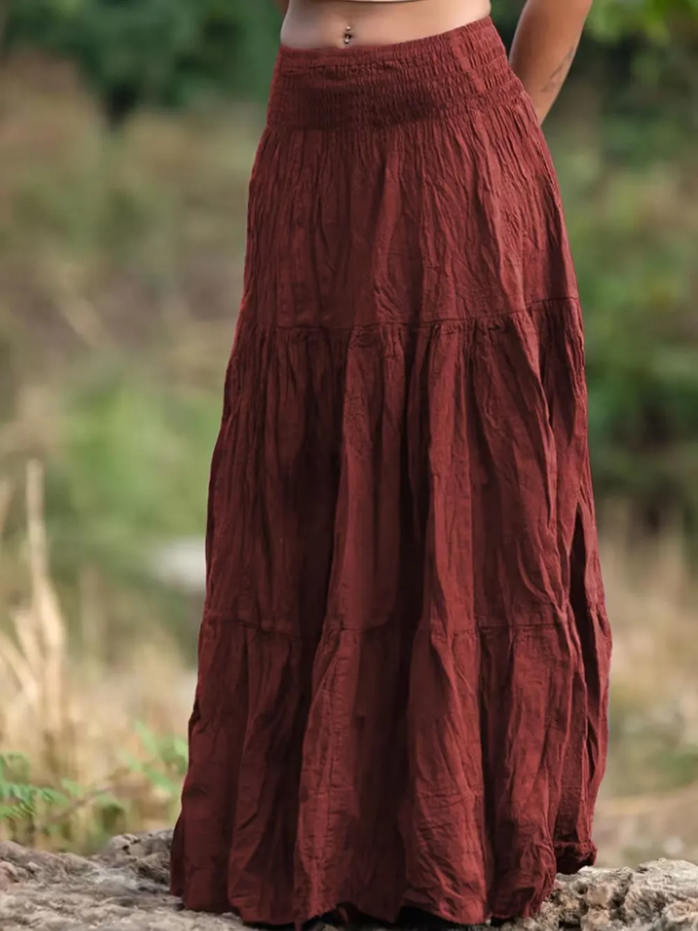 Sleek Ruched Tiered Skirt